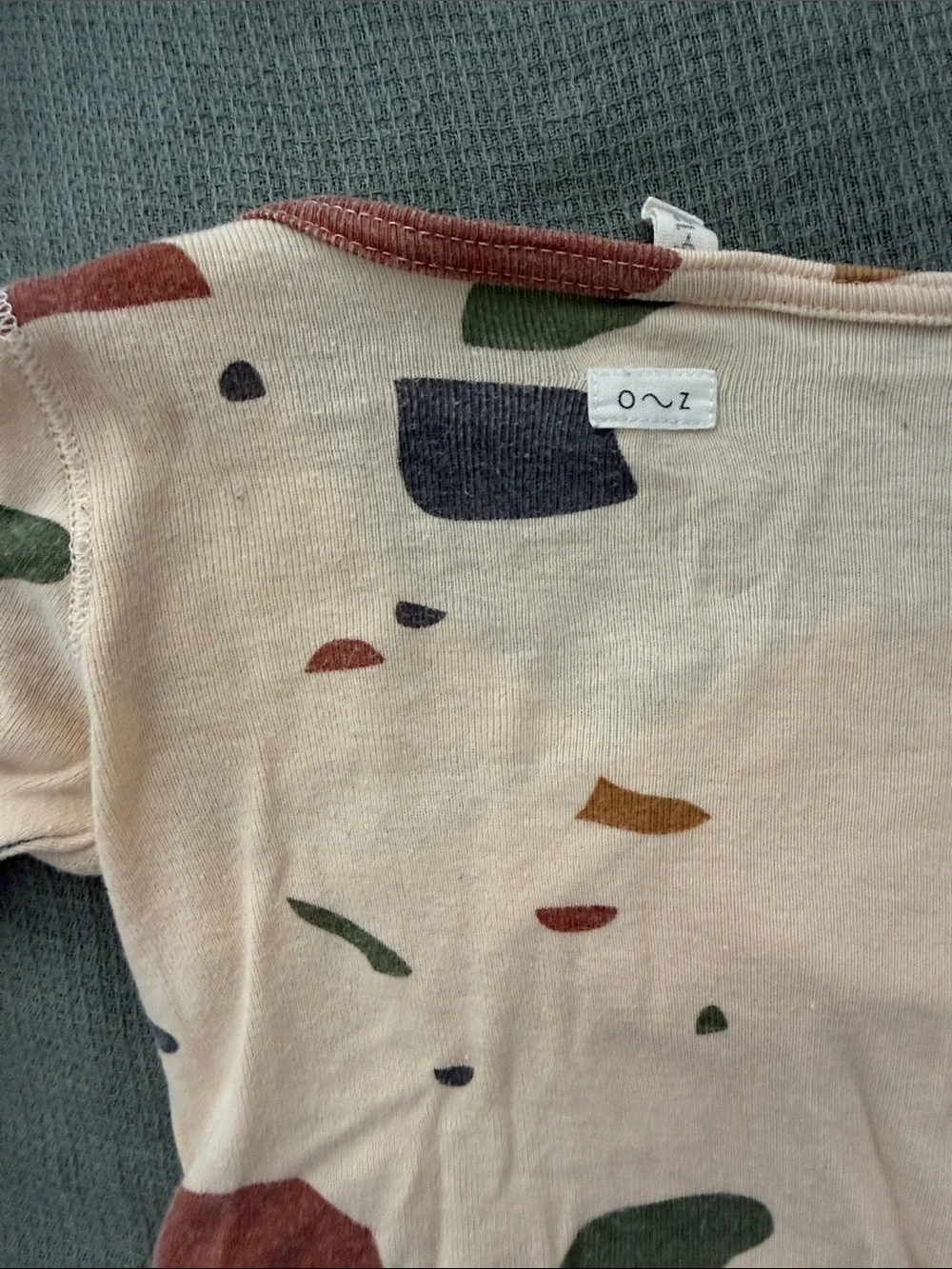 Organic Zoo Beige Long-Sleeve Baby One-Piece with Multi-Spot Print
